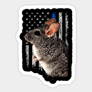 Chinchilla American Flag Whispers, Tee Triumph for Furry Fans Sticker